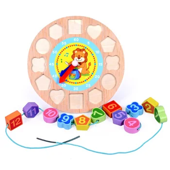 

Wooden Toy Colorful 12 Numbers Clock Toy Digital Geometry Cognitive Matching Clock Toy Baby Kids Early Educational Toy Puzzles