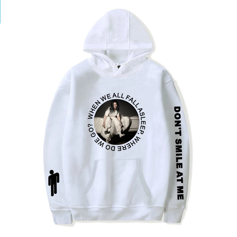 Billie eilish hoodie Pullover Oversized Hoodie Streetwear Sweatshirts Hoodies Women/Men Hoodies Casual hip hop Long Hoodies - Цвет: white-4