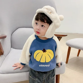

Children Sweatershirt New Winter Plus Velvet Clothes Girls Cartoon Warm Tops Pullover Autumn Tops For Boys Kid Outwear