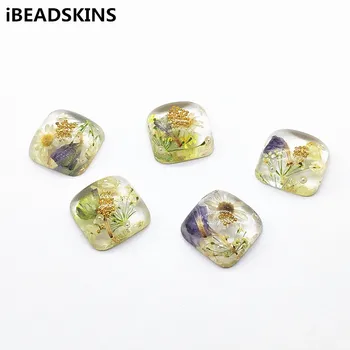 

New arrival! 18x18mm Real Flower in Resin Flat bottom Square Beads for Earrings parts,Jewelry Accessories,hand Made Jewelry DIY