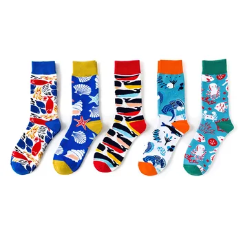 

Mens Novelty Socks Animal Print Socks Ocean Series Shark Colorful Unisex Cotton Long Socks Personality Crew Socks 5 Pairs/set