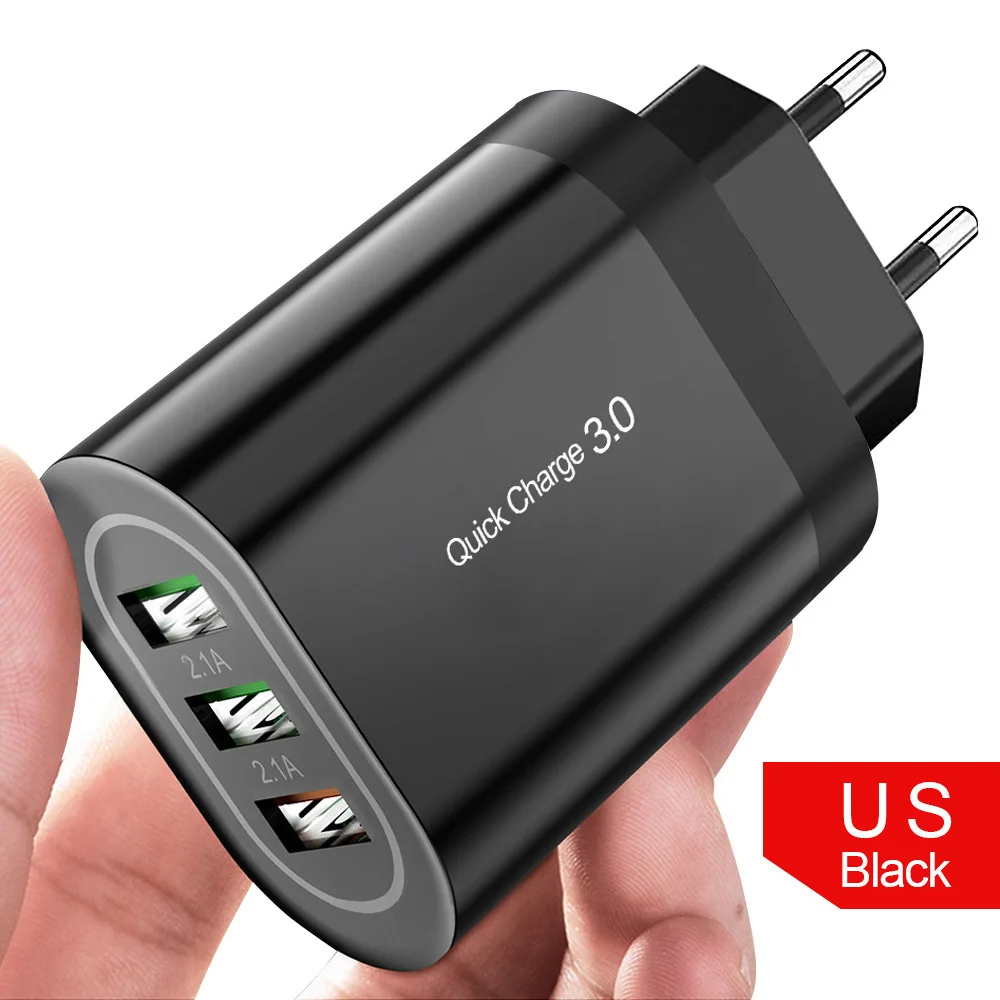 OLAF 3U Быстрая зарядка 3,0 USB зарядное устройство QC3.0 Быстрая зарядка мульти зарядное устройство для samsung S10 Xiaomi Mi9 дорожный настенный телефон USB зарядное устройство - Тип штекера: black eu charger