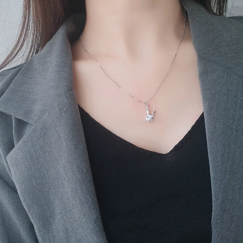 Fengxiaoling, серебряное ожерелье с головой кролика, 925 пробы, серебряная Милая подвеска "Кролик", ожерелье s для женщин, модное ювелирное изделие
