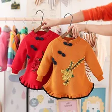 Осеннее Повседневное платье для маленьких девочек, дизайнерские платья принцессы с длинными рукавами и вышитыми цветами для девочек