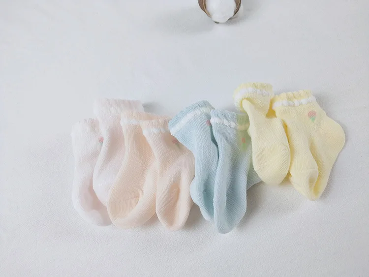 Thin 0-6 Month Men And Women BABY'S Socks Combed Cotton Strawberry Infant Mesh Socks Breathable Haining Children's Socks