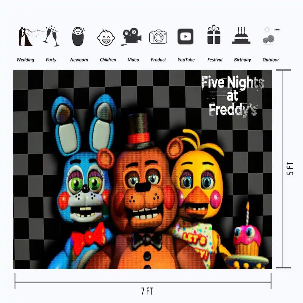 Decorations Murales D Anniversaire A Freddy 7x5 Pieds Cinq Nuits A Freddy Decor Joyeux Anniversaire Banderole De Fete Fournitures De Table A Gateaux Aliexpress