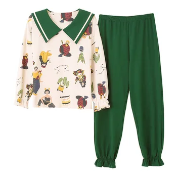 

Pajamas Women's Spring, Autumn and Winter Elegant Women Sets Long-sleeved Cotton Suit Pajamas Home Suit Women's Home Clothes
