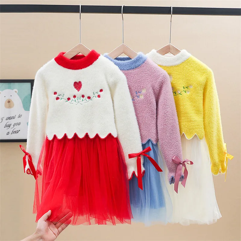 Осенне-зимнее платье-свитер для девочек-подростков детская одежда для девочек свитера для маленьких девочек кардиганы вечерние свадебные
