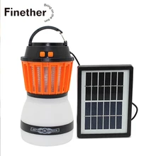 Finether портативная лампа от комаров с солнечной панелью USB Перезаряжаемый Водонепроницаемый Многофункциональный уличный походный светильник