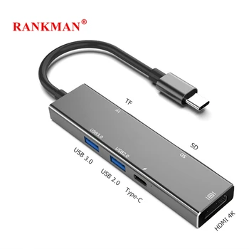 

Rankman USB C to HDMI 4K Type-C SD TF Card Reader USB 3.0 2.0 Adapter for Macbook Samsung S9 Dex Huawei P30 Projector Monitor TV