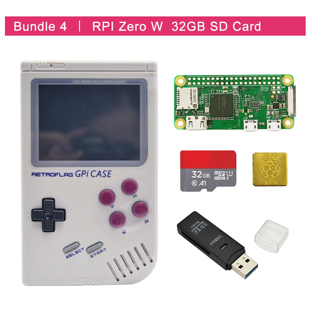 Задняя крышка для GPi с Raspberry Pi Zero 0/w + SD карта 32 ГБ устройство чтения USB карт