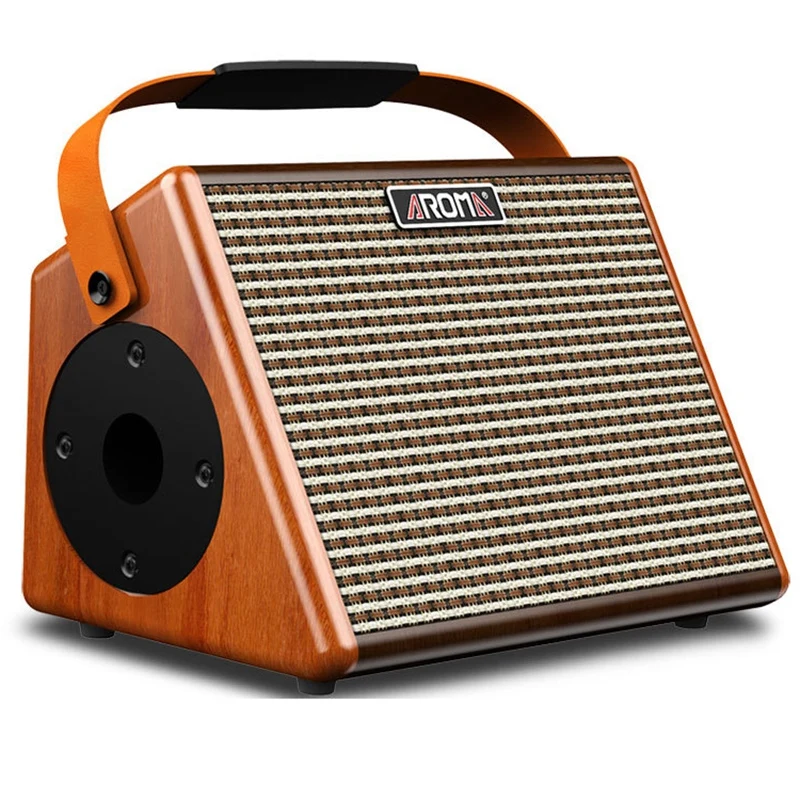 

AROMA AG-26A Acoustic Guitar Amplifier 26W Portable Amp with Microphone Interface Built-In Rechargeable Battery and Bluetooth