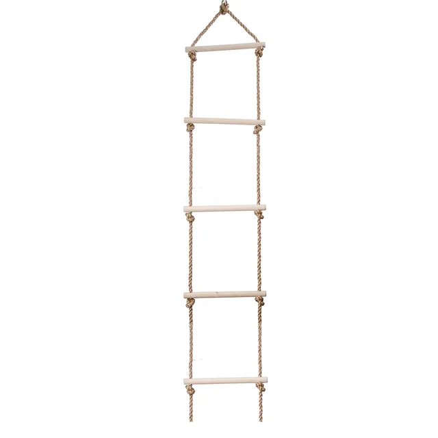 Wooden Rope Ladder Kids Fitness Toy Multi Rungs Climbing Game Toy Outdoor Training Activity Safe Sports Rope Swing Swivel Rotary 5