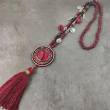 Богемное этническое бохо стиль кисточкой кулон ожерелье Винтаж Бохо ретро цепь ожерелье Мода кулон женские украшения