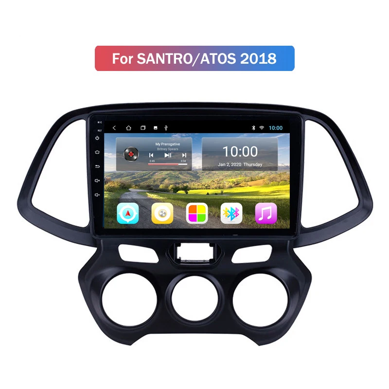 Autoestereo для 2018 Hyundai Santro Atos автомобильный навигатор большой экранный плеер android 9 2G +