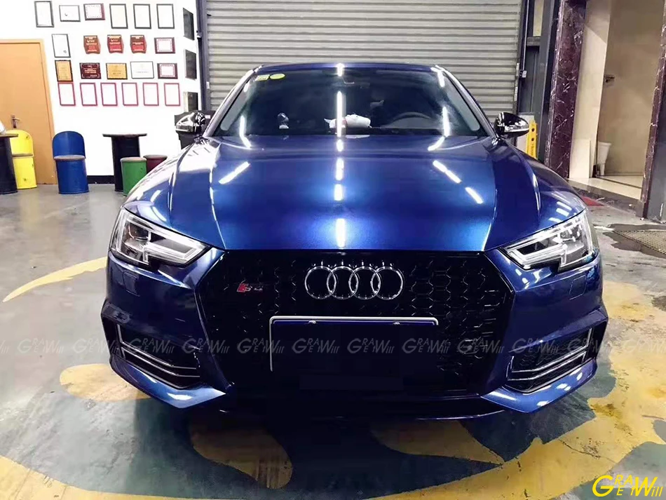 Gloss Metal Paint Galaxy Blue Vinyl Wrap Film Super Glossy Metal Galaxy Blue Car Wrap Sticker Air Bubble Free 1.52*18M/Roll