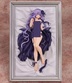 

28cm Anime Sexy Girl Purple Heart Neptune Adult Action Figure Decorations Photo Frame Choujigen Game Figurines Collectible Toys
