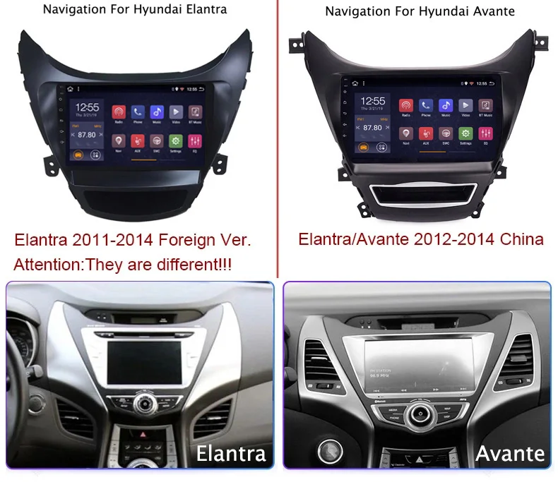 Wan qi 2G RAM 32G ROM 9 pulgadas Android 8,1 para Hyundai Elantra 2011-2013 Corea Radio de coche gps de navegación con Playstore - 3
