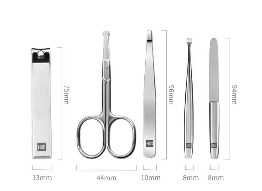 Newest Xiaomi Huohou 5pcs Nail Clippers Nose Hair Trimmer Portable Travel Hygiene Kit Stainless Steel Nail Cutter Tool Set (14)
