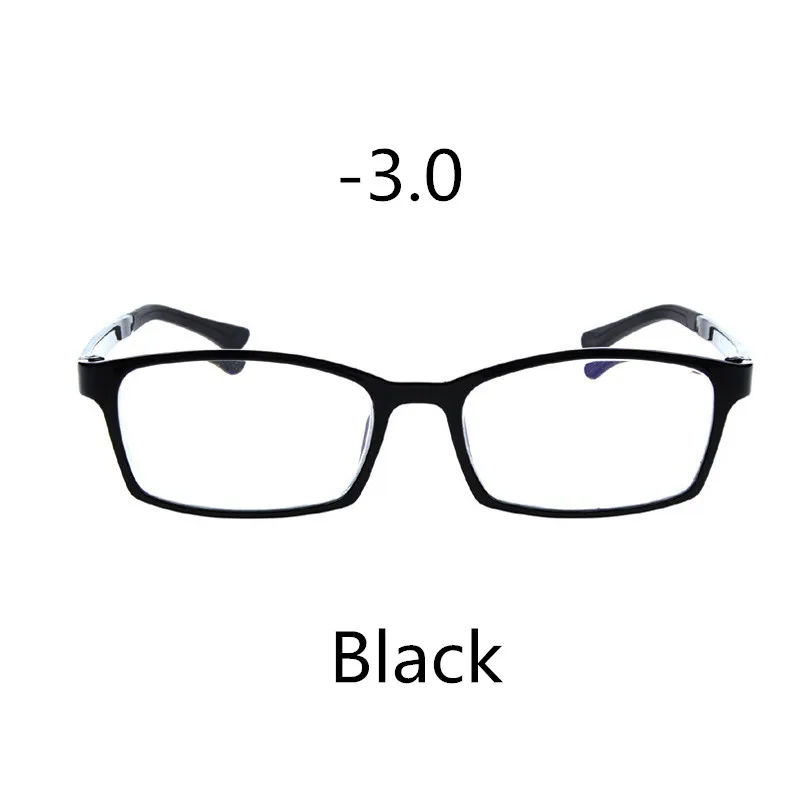 Seemfly ультра светильник анти-синий светильник маленькая оправа Очки для близорукости женские и мужские классические готовые очки для близоруких диоптрий-1,0~ 4,0 - Цвет оправы: Black -3.0