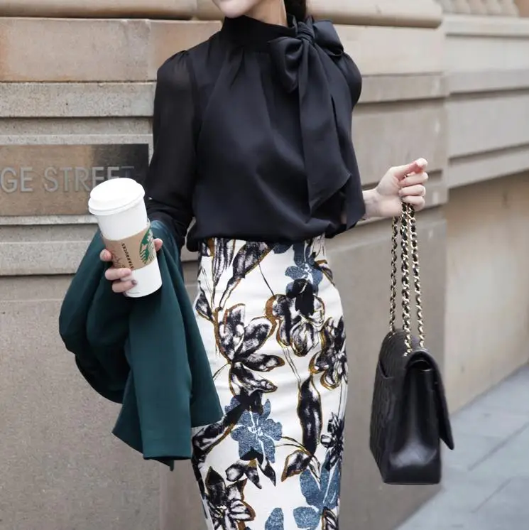 Новинка 2019 модные женские рубашки однотонная элегантная женская блузка с бантом