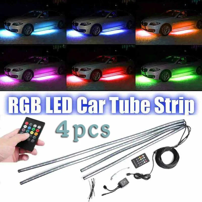 4 шт. RGB Светодиодные полосы под автомобильную трубу Underglow неон под днище кузова светильник комплект Грузовик светильник системы декоративный светильник ing