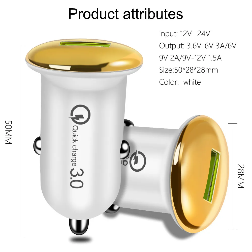 Мини 18 Вт Быстрое зарядное устройство переходник USB для зарядки в машине Быстрая зарядка 3,0 2,0 автомобильное зарядное устройство Зарядка для iPhone 11 Pro XR huawei mate 30 Pro
