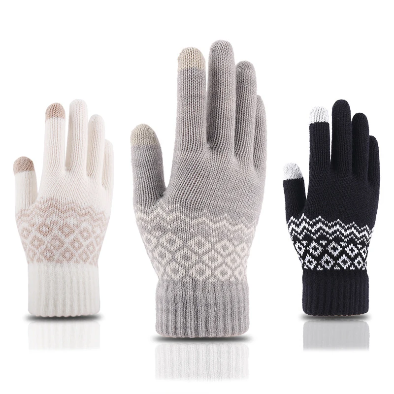 

Touch Screen thick Knitted Gloves Winter Autumn Men High Quality Thicken Warm Wool Cashmere Solid Gloves Mitten Business Gloves