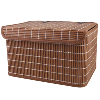 

Bamboo Weaving Basket Table Sundries Storage Basket Clothings Toy Basket for Home (36x28x22cm)