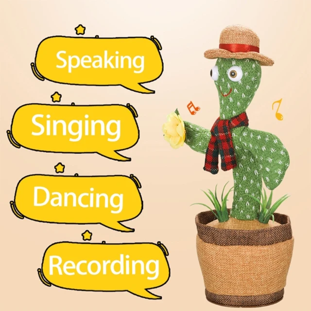 40JC 31cm/12’’ Electric Dancing Cactus Plush Toy Anti-Anxiety Doll Xmas Gift Kids Present Interactive Realistic Potted Doll 2
