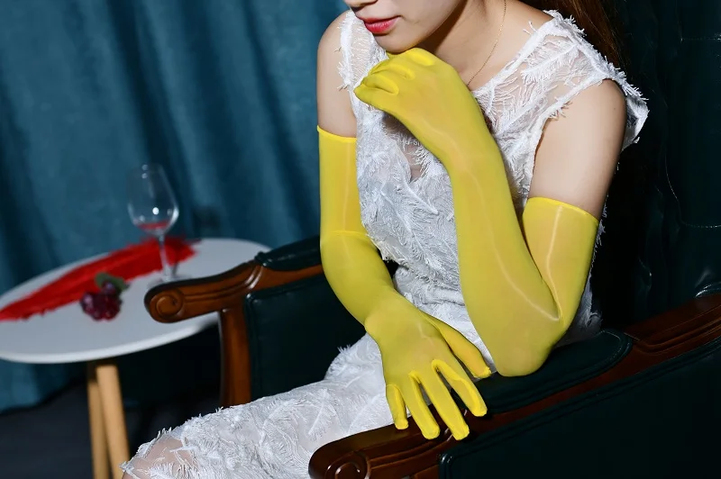 Sexy Women Gloves Transparent Super Thin Smooth Oil Glossy Long Glove Mittens Party Club Unisex Sissy Sexy See Through Gloves best mens leather gloves