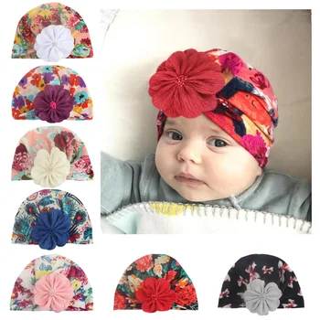 

Soft Newborn Toddler Kids Baby Boy Girl Turban Cotton Beanie Hat Winter Cap New Arrivals Pearls Flower Cute Caps Hijabs
