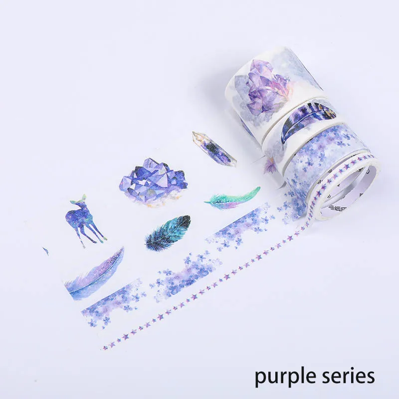 purple series 4 рулона японские канцелярские товары Живопись Стиль Васи клейкие ленты маскировки декоративные ленты стикеры s многофункциональный DIY Скрапбукинг стикер - Цвет: purple series