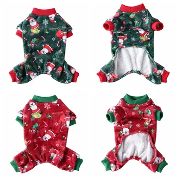 

Christmas Dog Jumpsuit Coat Winter Warm Flannel Dog Clothes Christmas Dress Up Puppy Chihuahua Pets Outfits