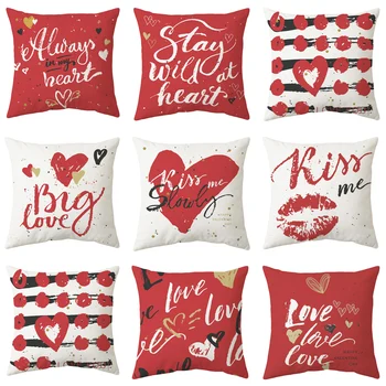 

18'' Valentine's Day Print Cotton Linen Pillow Case Cushion Cover Home Decor US