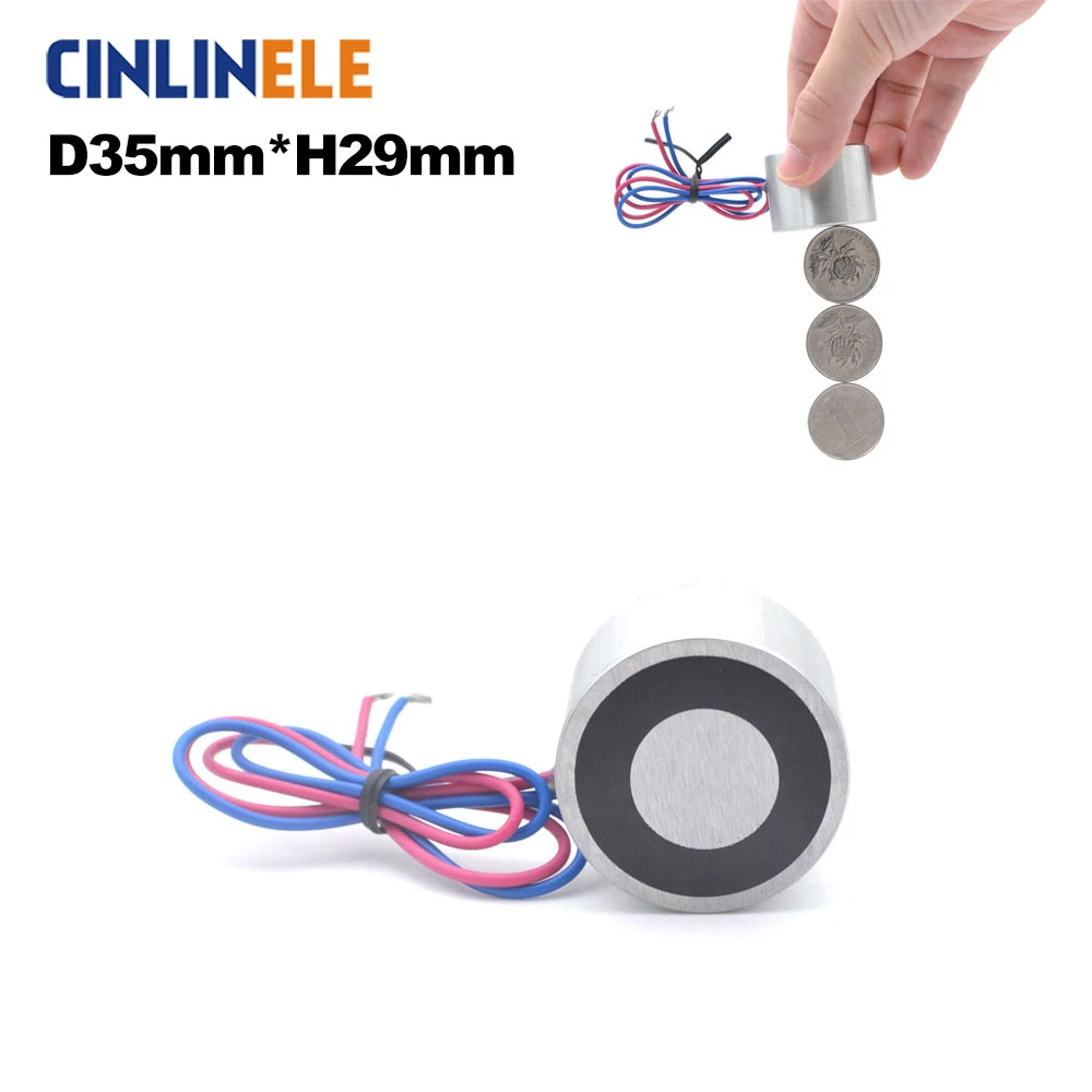 D35mm*H29mm 30KG 300N Current Degauss Electric Magnet Magnetic Solenoid Sucker Electromagnet DC 12V 24V Powerful Rare Earth afbeelding