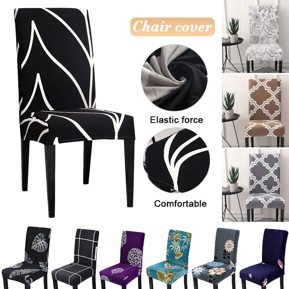 

Spandex Printing Chair Cover Detachable Stretch Elastic Slipcovers Chair Protection Cover For Banquet Wedding Hotel Party