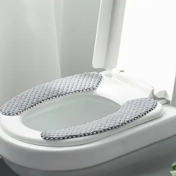 

Household Winter Warm Sticky Toilet Seat Cushion Washable Reusable Warm Soft Toilet Seat Covers