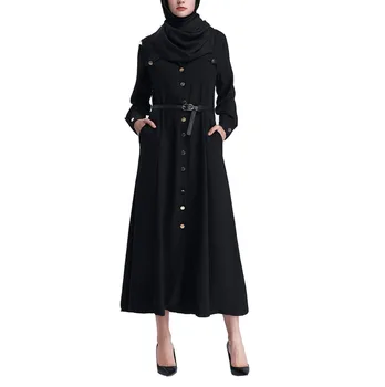 

Muslim Women Maxi Dress Abaya Button Long Robe Shirt Kimono Loose Style Ramadan Middle East Moroccan Islamic Prayer Clothing11.4