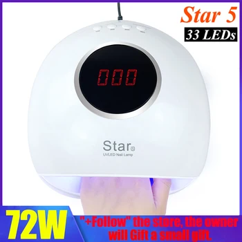 

Star5 72W Nail Dryer UV LED Nail Lamp Gel Polish Curing Lamp with Bottom 30s/60s Timer LCD Display Lamp for Nail Dryer