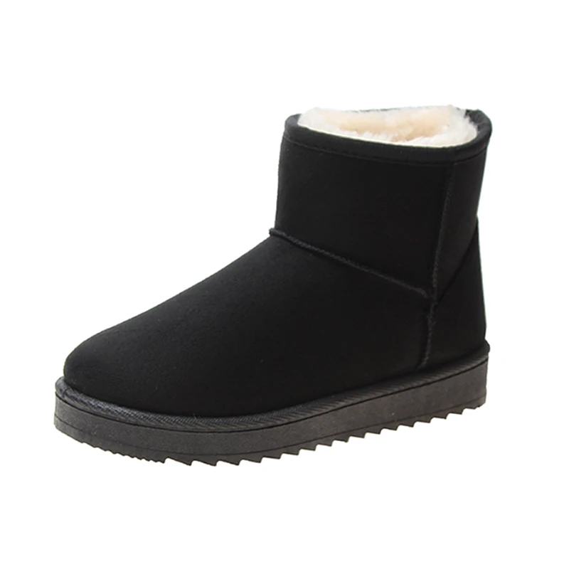 Rimocy/зимние ботинки г., супер теплые плюшевые женские зимние ботинки модные хлопчатобумажные туфли на плоской подошве без шнуровки женские черные повседневные ботинки на платформе - Цвет: Черный