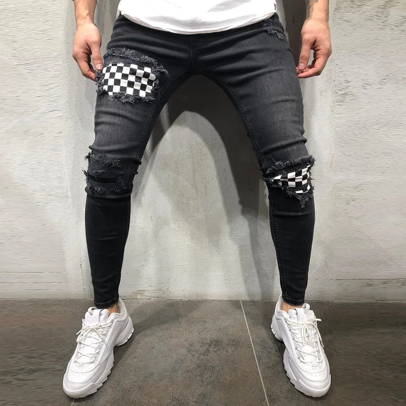 CYSINCOS мужская одежда хип-хоп спортивные штаны обтягивающие джинсовые мотоциклетные брюки дизайнерские черные джинсы на молнии мужские повседневные мужские джинсовые брюки