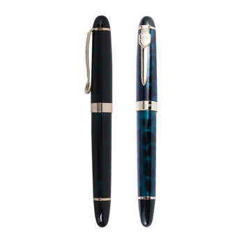 

Jinhao Luxury M Nib 18KGP Fountain Pen (Darkgreen) & Jinhao 450-A Fountain Pen Iridiumstudents 0.5mm Green
