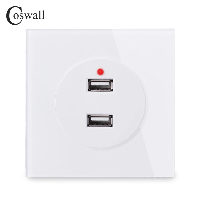 Настенная панель из хрустального стекла Coswall двойной USB порт для зарядки выход 2 4