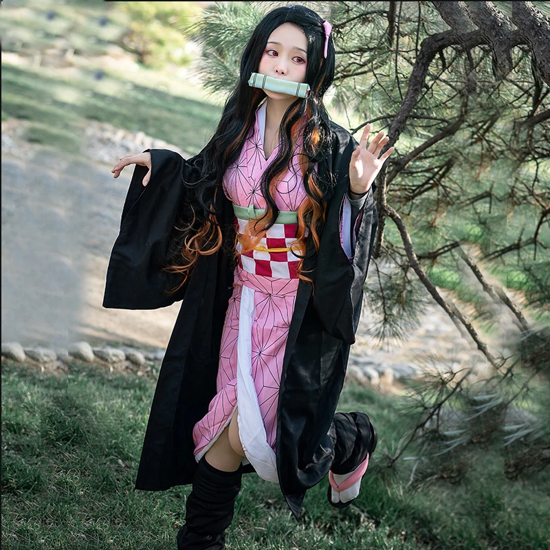 Для взрослых детей аниме демон убийца Kimetsu no Yaiba Kamado Nezuko Agatsuma Zenitsu косплей кимоно