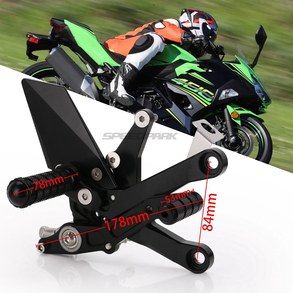 Для Kawasaki Ninja 400, набор для ног, задний комплект, мотоциклетная педаль, ЧПУ, гоночный задний комплект, подставка для ног, мотоцикл, переоборудование, подножки для ног