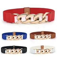 

Wide Women Waist Belt Gold Color Chain Ladies Dress Belt Fashion Coat Sweater Female Waistband Chain Buckle Stretch Cummerbunds