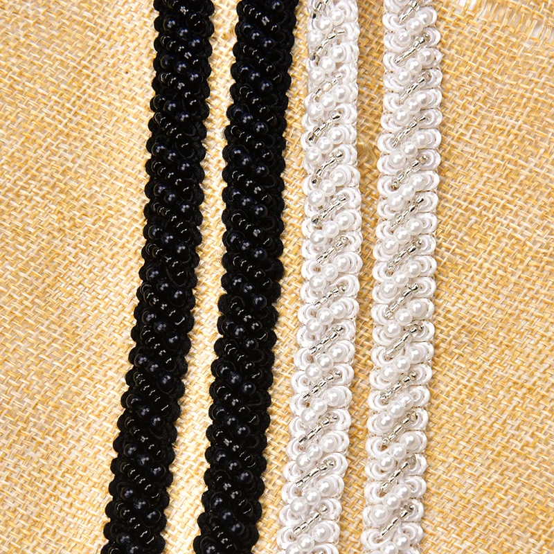 High Quality Pearl Beaded Lace Trim Sewing Mesh Ribbon 1cm Width Bridal Clothes DIY Applique Banding | Дом и сад