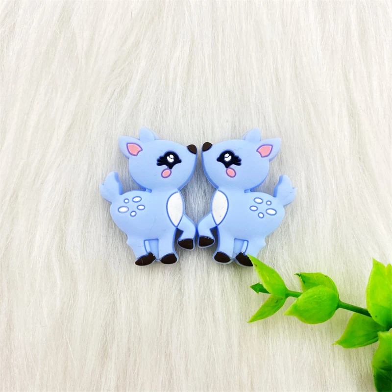 10개 실리콘 사슴 모양 구슬 식품 등급 씹을 수 있는 DIY 액세서리 BPA 프리  치발기 구슬