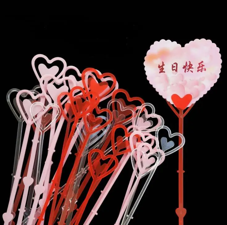 800pcs Florist Bouquet Gift Card Holders Plastic Heart Short Long Stick